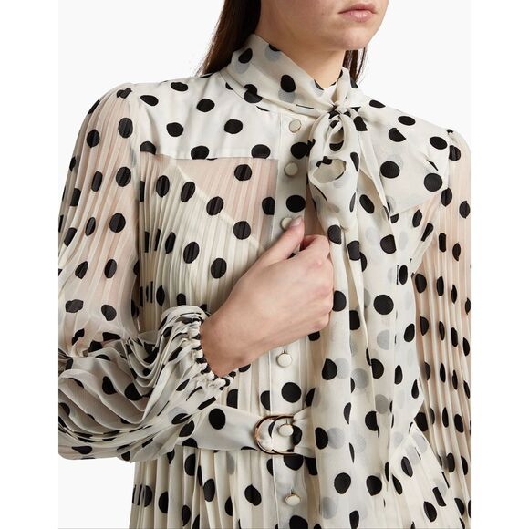 Zimmermann Polka Dot Pussybow Minidress in Cream Black Dot US 6 $895 - Picture 4 of 12